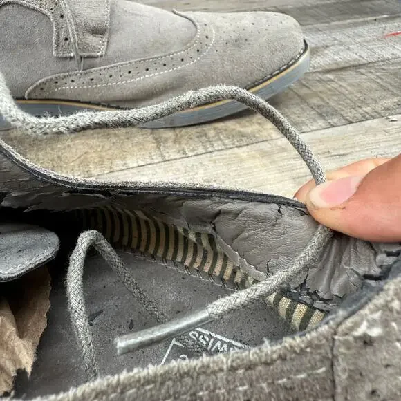 Alpine Swiss Mens Dress Shoes Gray Suede Wingtip Brogue Lace Up SZ 13 Men - Picture 13 of 16